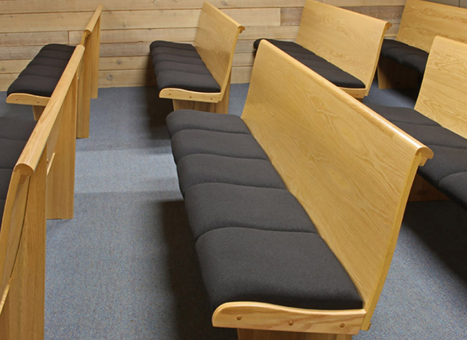 Upholstered Definity Seat and Wood Back Benches in Clear Creek Combined Courts - Georgetown, CO