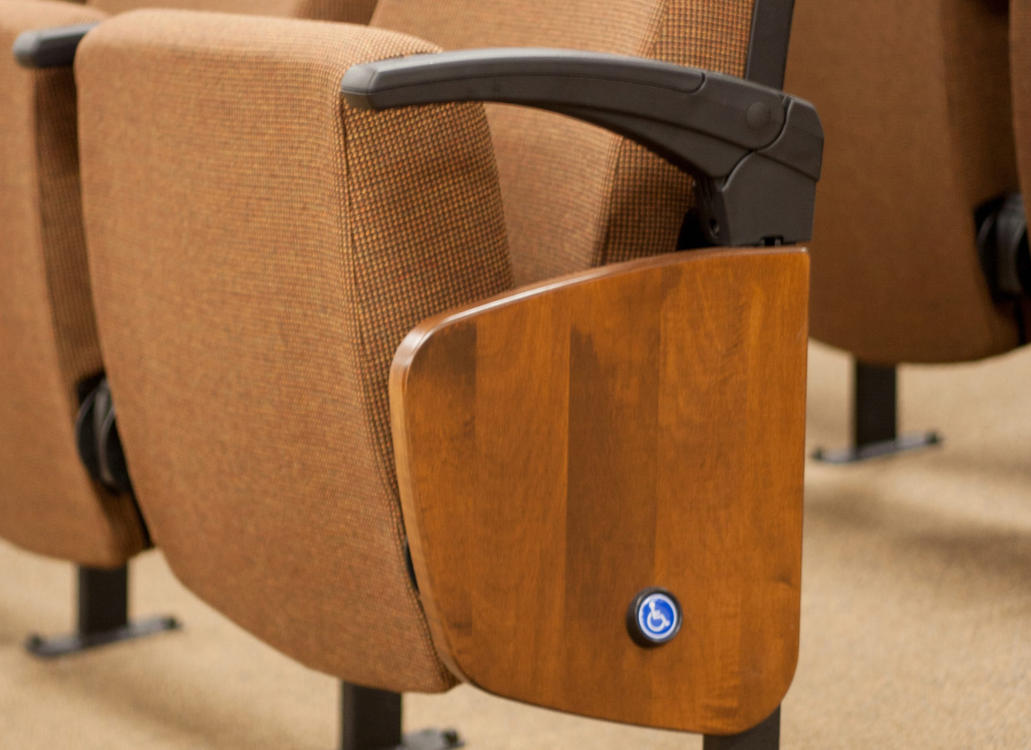 ADA-Compliant End Panel on Clarity Auditorium Seating