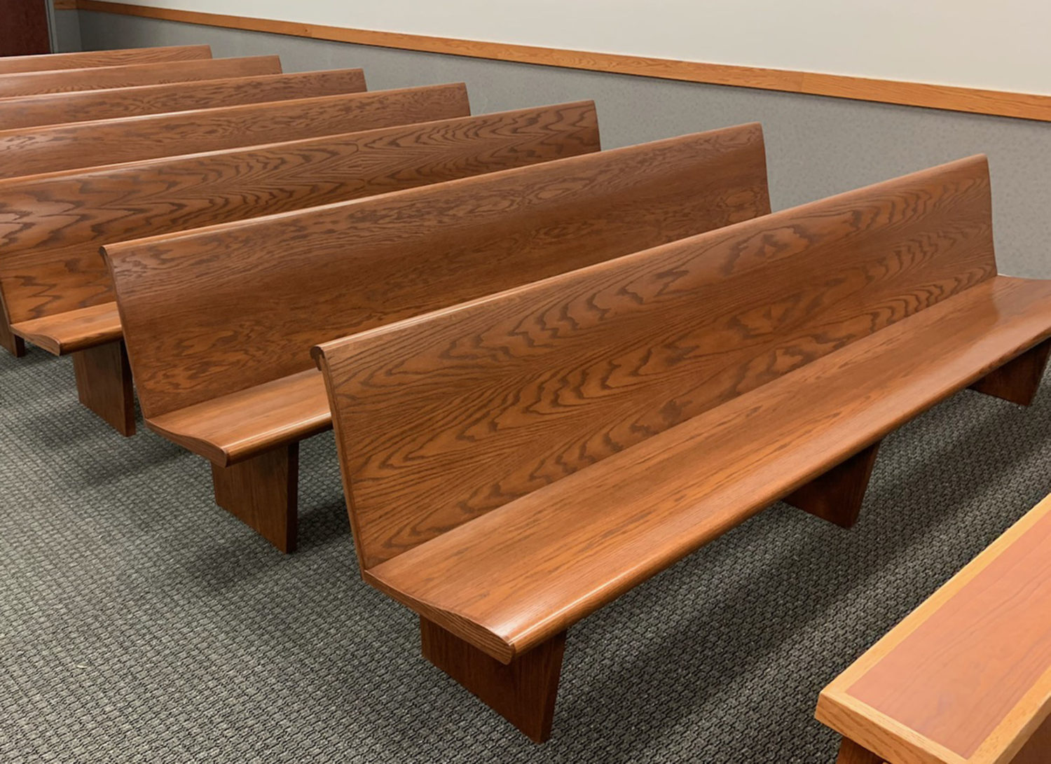 All Wood Benches inside Courtroom