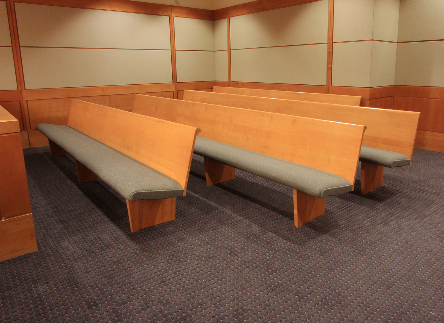 Upholstered Seat and Wood Back Benches in Routt County Courts - Steamboat Springs, CO
